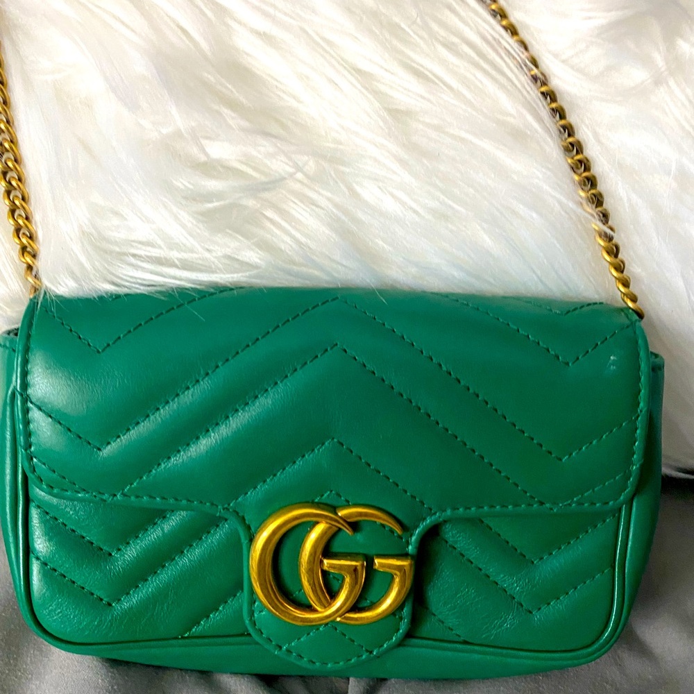 SOLD Green GG Marmont matelassé mini bag